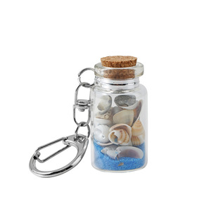 Llavero con botella de vidrio de arena marina, con conchas marinas y estrellas de mar, 4.5x2.2cm, botella de los deseos, regalo personal - Product Image 5