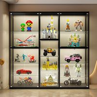 Vitrine de présentation anti-poussière en verre transparent au design contemporain, grande capacité, pour salon et chambre, idéale pour figurines Lego et Gundam