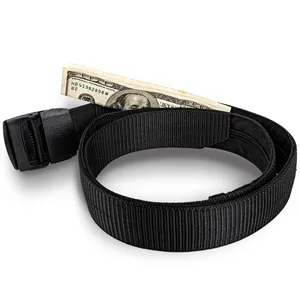 Custom Anti-Theft belt Buckle Outdoor Travel Hidden Money stash Zipper Pocket fashion money Belt