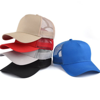 Casquette de baseball en filet 100 % coton, 5 panneaux, avec logo personnalisé brodé ou imprimé, dos en maille, style camionneur, vierge