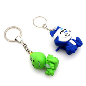 Diseño de goma lindo animal de dibujos animados llavero completo 3D suave PVC juguete llavero personalizado con carácter 3D - Product Image 1