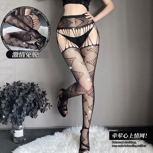 Black Fishnet Stockings 0D Ultra Thin Transparent Patterned Women's Body Shaping Nightclub Wear - Product Image 1