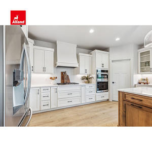 Alland Portes de rangement en bois Shaker Island Quartz Blanc Armoires Designs complets Meubles de cuisine Armoires pour appartement - Product Image 2