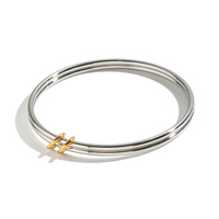 Bracelet minimaliste double couche en acier inoxydable, couleur acier, inaltérable et étanche pour femme