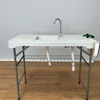 Table de nettoyage pliante pour filets de poisson, en plastique et en métal, pour le camping en plein air