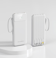 Batterie externe ultra-fine mini portable 10000 mAh avec câbles, charge rapide, logo personnalisé