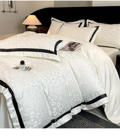 Parure de lit 4 pièces en jacquard de soie glacée, couleur unie, luxe, rafraîchissante et respirante pour l'été, pour hôtels et usage domestique