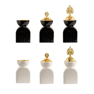 Bruciatore d'Incenso Moderno e Semplice a Forma di Arco, Bianco e Nero, Decorazione per la Casa e Festività Arabe del Medio Oriente - Product Image 5