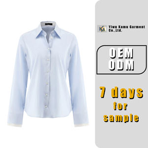 Produttore OEM Custom puro cotone manica lunga polsino francese doppio polsino a contrasto camicie da cerimonia Slim Fit da donna - Product Image 2