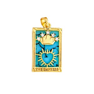 Pendentifs rectangulaires HD873 Mystic Tarot en or et argent bicolore, émail, zircon, lune, cœur, soleil, arc-en-ciel pour la fabrication de bijoux - Product Image 5