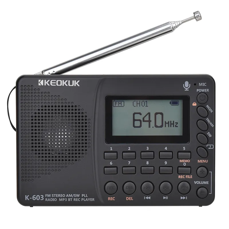 Vente en gros de radio FM à ondes courtes populaire Horloge numérique Affichage Lcd Radio stéréo portable rechargeable avec port USB