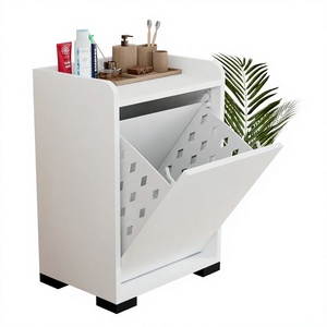 Panier à linge pliable avec couvercle, meuble de rangement pour linge sale, armoire à linge pour salle de bain - Product Image 1
