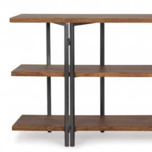 Table console moderne en bois de manguier et fer, design rustique durable et pliable, idéale pour la chambre, le salon et la salle à manger - Product Image 3