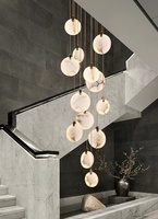 Style nordique tout en cuivre Restaurant lustre Duplex bâtiment escalier rotatif chambre chevet lumière luxe espagne pendentif