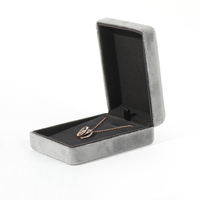 Weimei boîte à collier grise avec logo personnalisé boîte-cadeau en velours avec pendentif mallette de rangement de bijoux de qualité supérieure pour bijouterie