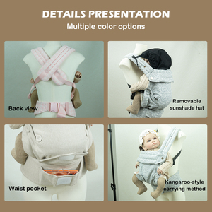 Portabebés Ergonómico con Asiento de Cadera y Diseño de Pata de Gallo, Mochila Portabebés Ligera con Cinturón Tipo Canguro, Certificación CPC - Product Image 2