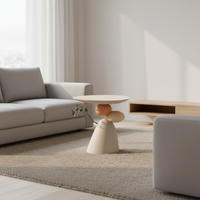 Table d'appoint empilable Pebble avec plateau crème et base cloche bicolore en résine époxy sculpturale, étanche, pour salon, vente en gros