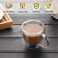 Offre Spéciale 150/250/350/450ml tasse à café expresso en verre à double paroi isolée en verre borosilicaté avec poignée