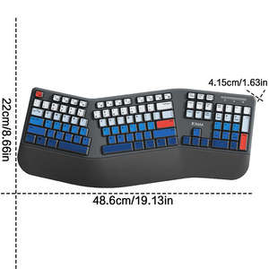 คีย์บอร์ดแยกส่วน JOMAA แบบ Ergonomic พร้อมที่รองข้อมือและฝ่ามือแบบนุ่ม คีย์บอร์ดไร้สาย 2.4G ขนาดเต็ม สำหรับคอมพิวเตอร์ Windows และแล็ปท็อป - Product Image 6