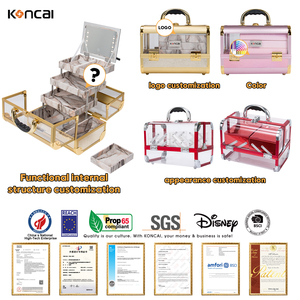 Cho Nova Glow 2-Tier nhôm có thể gập lại trang điểm trường hợp mở xách tay mỹ phẩm Organizer bền lưu trữ mềm xử lý tạo mẫu tóc - Product Image 3