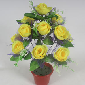 Ourson décoratif en soie avec 12 têtes, pot de roses artificielles, pour la maison, nouvel arrivage, bon marché, - Product Image 6