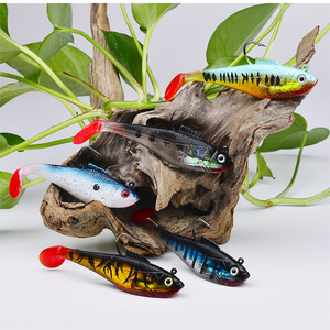 Esche Artificiali Swimbait per <span class=keywords><strong>Spigola</strong></span> e Luccio 9,5g 24,6g in Plastica Morbida a Forma di Anguilla con Amo e Testa Piombata Jig, <span class=keywords><strong>Esca</strong></span> T-Tail per Pesca - Product Image 2