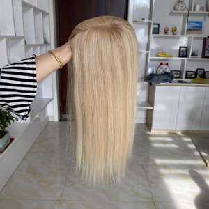Topper capillaire mono base 5x6, couleur blonde, 100% cheveux vierges européens, clip-in pour femme souffrant de perte de cheveux - Product Image 1