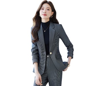 Purple Women's Suit Set Autumn Full Sleeve Polyester Anti-Wrinkle Office Lady Slim Fit Professional Style - Product Image 5