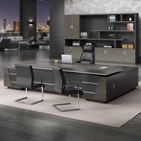 Escritorio Ejecutivo Moderno en Forma de L para Jefe, Muebles de Oficina de Lujo, Escritorio de Gerente de Computadora de MDF y MFC para Oficina en Casa o Escuela