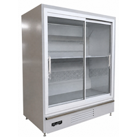 Vitrine Réfrigérée Verticale Commerciale de Haute Qualité avec Porte Coulissante en Verre, Refroidissement par Air, Contrôle Numérique, Efficacité Énergétique 3 Étoiles
