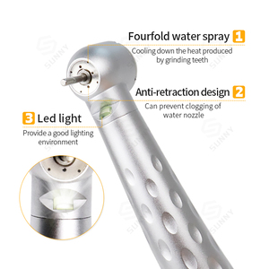 หัวกรอฟันความเร็วสูงแบบกดปุ่ม LED 4/2 รู พร้อมไฟส่องสว่างในตัว สีเงิน/ขาว ได้รับการรับรองมาตรฐาน CE พร้อมลูกปืนเซรามิก - Product Image 5