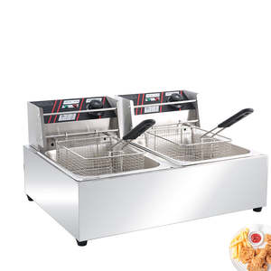 Großhandel Küchen ausstattung Kfc Maschine Fritte use Hühner maschine (2-Tanks 2-Körbe) Chips Friteuse Fast Food Snack-Ausrüstung - Product Image 3