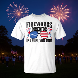 T-shirt Fireworks Director a maniche corte con scollo rotondo, design patriottico, per uomo, camicia casual del 4 luglio - Product Image 3