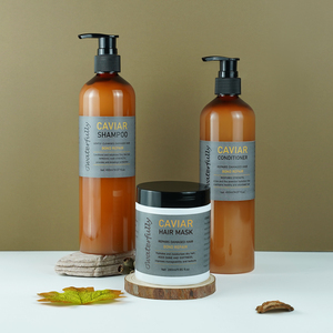 Set <span class=keywords><strong>de</strong></span> Cuidado Capilar <span class=keywords><strong>de</strong></span> Lujo Personalizado, Vegano, Orgánico, con Proteína y Caviar, Mascarilla Capilar, Sérum, Champú y Acondicionador, Marca Privada - Product Image 1