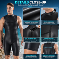 Combinaison de plongée 2 mm CR Smoothskin sans manches, coupe courte, coupe-vent, pour le surf