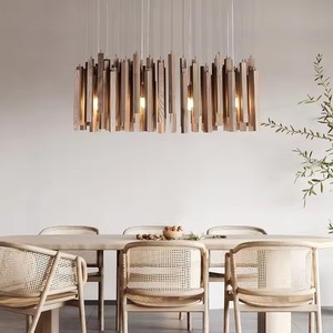 Candelabro de techo LED de madera Retro para comedor, sala de estar, granja, mesa de cocina, luz colgante LED de madera maciza - Product Image 1