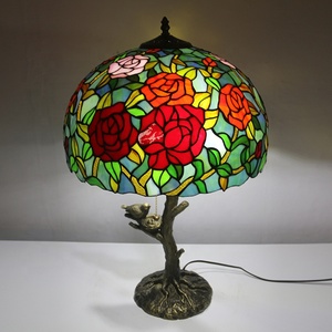 Longhuijing Phong cách Địa Trung Hải Hoa kính màu đèn bàn với ánh sáng LED mềm ấm trắng - Product Image 2