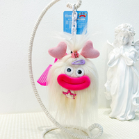 Porte-clés en peluche monstre mignon et moche, jouet en peluche bouche saucisse et pendentif de sac pour décor de sac à dos