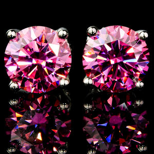 Pendientes de Plata de Ley 925 con Baño de Oro y Moissanita Rosa Brillante de Primera Calidad, Joyería de Moda para Mujer, Regalos para Bodas y Fiestas - Product Image 1