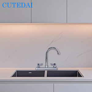 Signature 2 manijas giratorias cuello de cisne <span class=keywords><strong>grifo</strong></span> de <span class=keywords><strong>cocina</strong></span> cromado con arandela manijas de hoja de latón Material de latón de alta calidad - Product Image 6