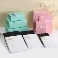 Boîte cadeau rectangulaire pliable transfrontalière avec couvercle et base, fermeture magnétique, nœud, emballage monobloc, bijoux, Saint-Valentin, papier