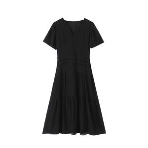 เดรสทรงเค้กคอวีสไตล์ฝรั่งเศส แบรนด์ Runqi  ไซส์พลัส แขนสั้น ยาว ใส่ได้ทุกวัน ระบายอากาศดี สวมใส่สบาย - Product Image 3