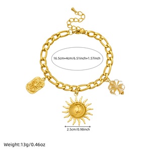 European American Fashion Stainless Steel Necklace <b>Bracelet</b> <b>Set</b> Sun Pendant Women's Everyday Wear Jewelry <b>Set</b> - Product Image 4