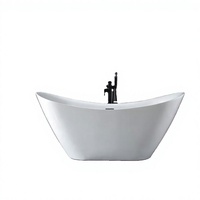 Baignoire autoportante rectangulaire moderne écologique avec drain, en surface solide blanc mat, pour salle de bain et projets hôteliers