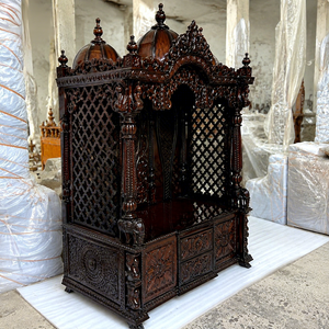 Templo Hindú Pooja Ghar de Madera de Teca con Acabado en Nogal, Tallado a Mano por DST Exports, Swami Narayan Mandir, Precio de Fábrica, Gran Venta en Australia - Product Image 2