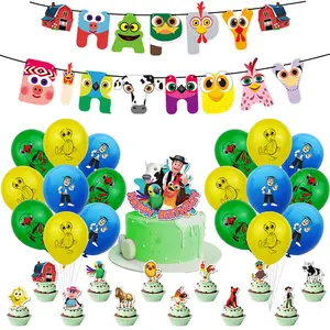 Startparty Decoração de festas com animais de fazenda, balões de papel para decoração de festas, galinha e vaca, desenho animado, material de fundo para festas de aniversário