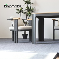 Mobilier d'extérieur noir pour hôtel, ensemble table à manger peu encombrante, table extensible rétractable de luxe avec 6 chaises