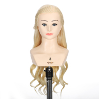 Tête de mannequin en cheveux humains 100% réels de haute qualité avec épaules pour la coiffure professionnelle et la présentation de chignons