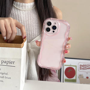 Étui Minimaliste à Motif Ondulé pour iPhone 16 Pro Max, Étui de Protection Transparent en Résine de Couleur Unie Antichoc pour iPhone 15 - Product Image 5