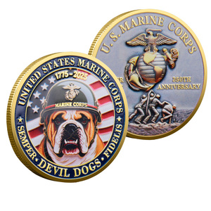 Pièce de monnaie commémorative du 250e anniversaire de la Marine des États-Unis, en fer, impression UV, plaquée, cadeau personnalisé, hommage au Code du marin - Product Image 1